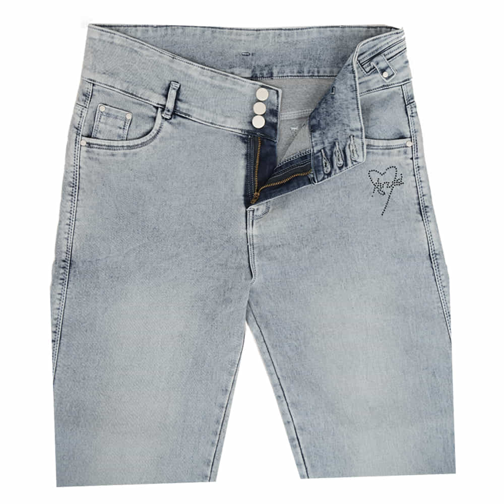 Ladies Ice Blue High Waist Premium Quality Boy Friend Denim Jeans