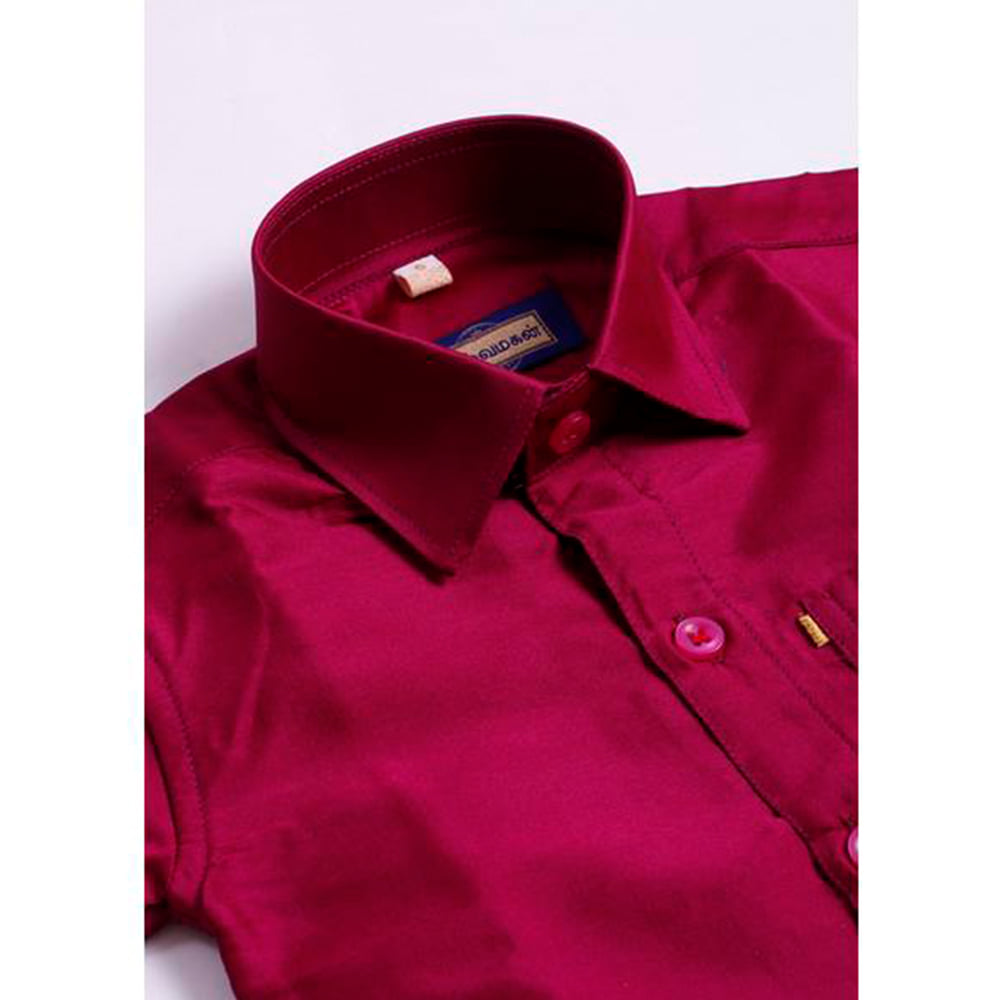 Kids Boys Magenta Silk Cotton Shirt and Dhoti Set