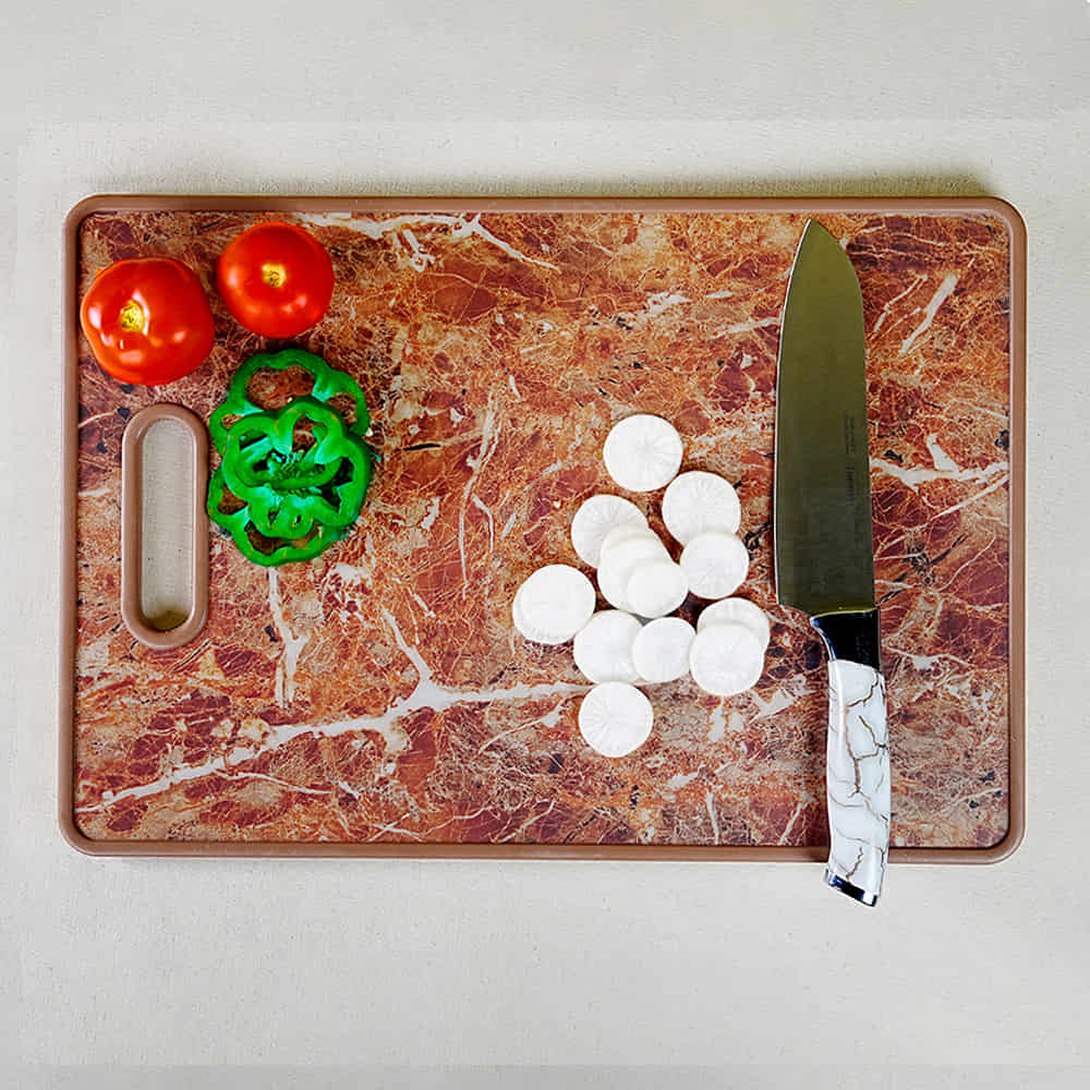 Marble Print Plastic Chopping/ Cutting Board for Fruits and Vegetables (44 x 30cm)