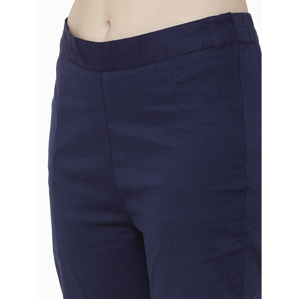 Stylish Womens Navy Blue Color Rayon Cigarette Pant | Trousers for Women