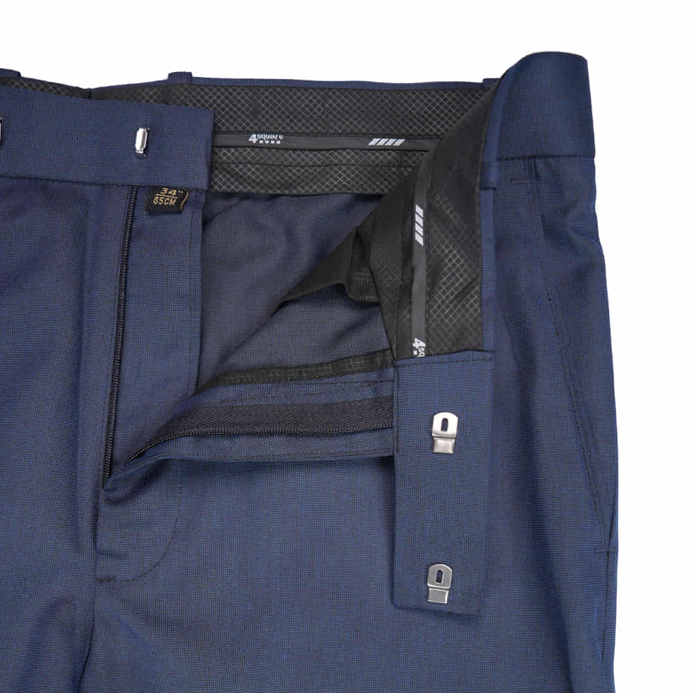 Mens 4Square Navy Blue Terry Cotton Formal Trouser