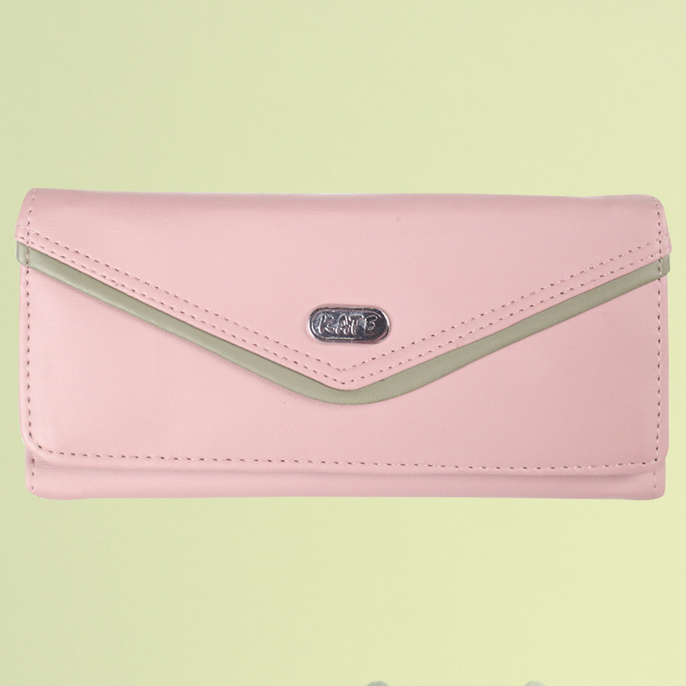 Womens Piping Wrist Handle Wallet-Pastel Pink