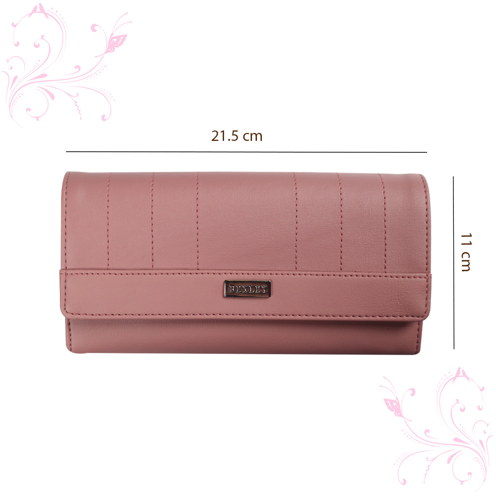 Bexley Leather Two Fold Casual Hand Clutch Wallet For Women-Pastel Pink