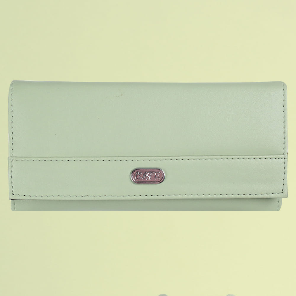 Womens Trendy Leather Wallet-Pastel Green