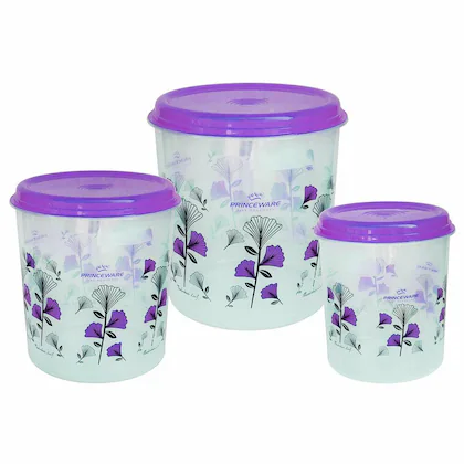 Princeware Purple Classic Plastic Container (3 pcs)