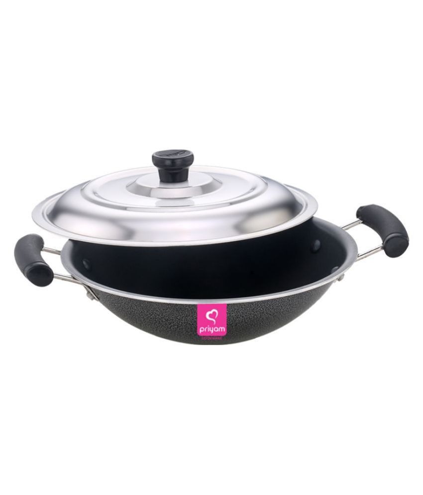 Priyam Non-Stick Aluminum Appam Pan with Lid 230mm