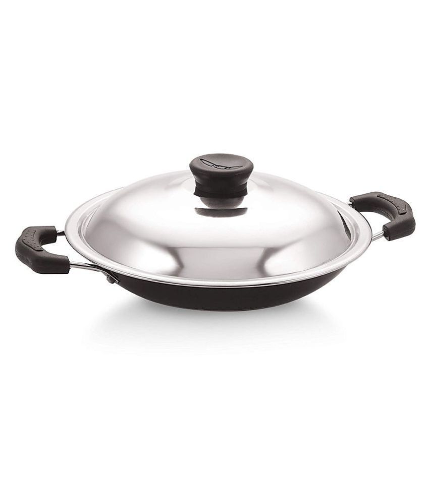 Priyam Non-Stick Aluminum Appam Pan with Lid 230mm