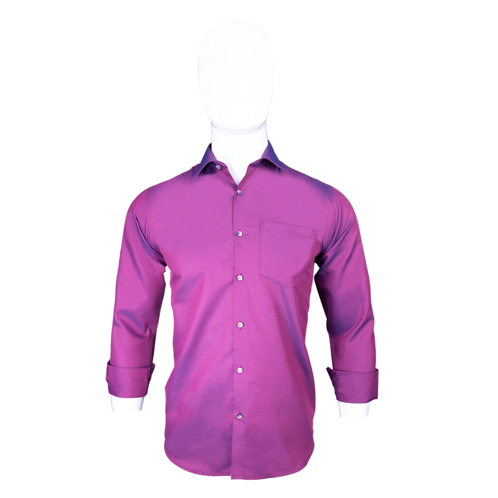 Jase Men's Purple Full Sleeve Spread Collar with Patch Pocket Cotton Formal Shirt