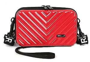 Stylish Red Color Cross Sling Cosmetic Bag Box For Girls with Detachable Shoulder Strap