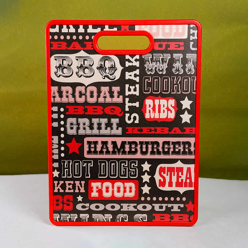 Red & Black Alphabet Print Plastic Cutting/ Chopping Board for Fruits and Vegetables (30 x 38cm)