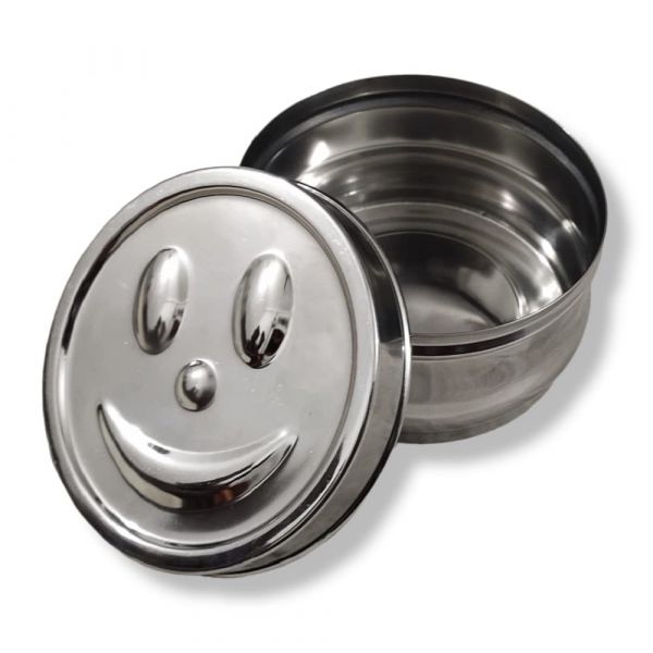 Stainless Steel Round Smiley Tiffin Box (Pack of 3)