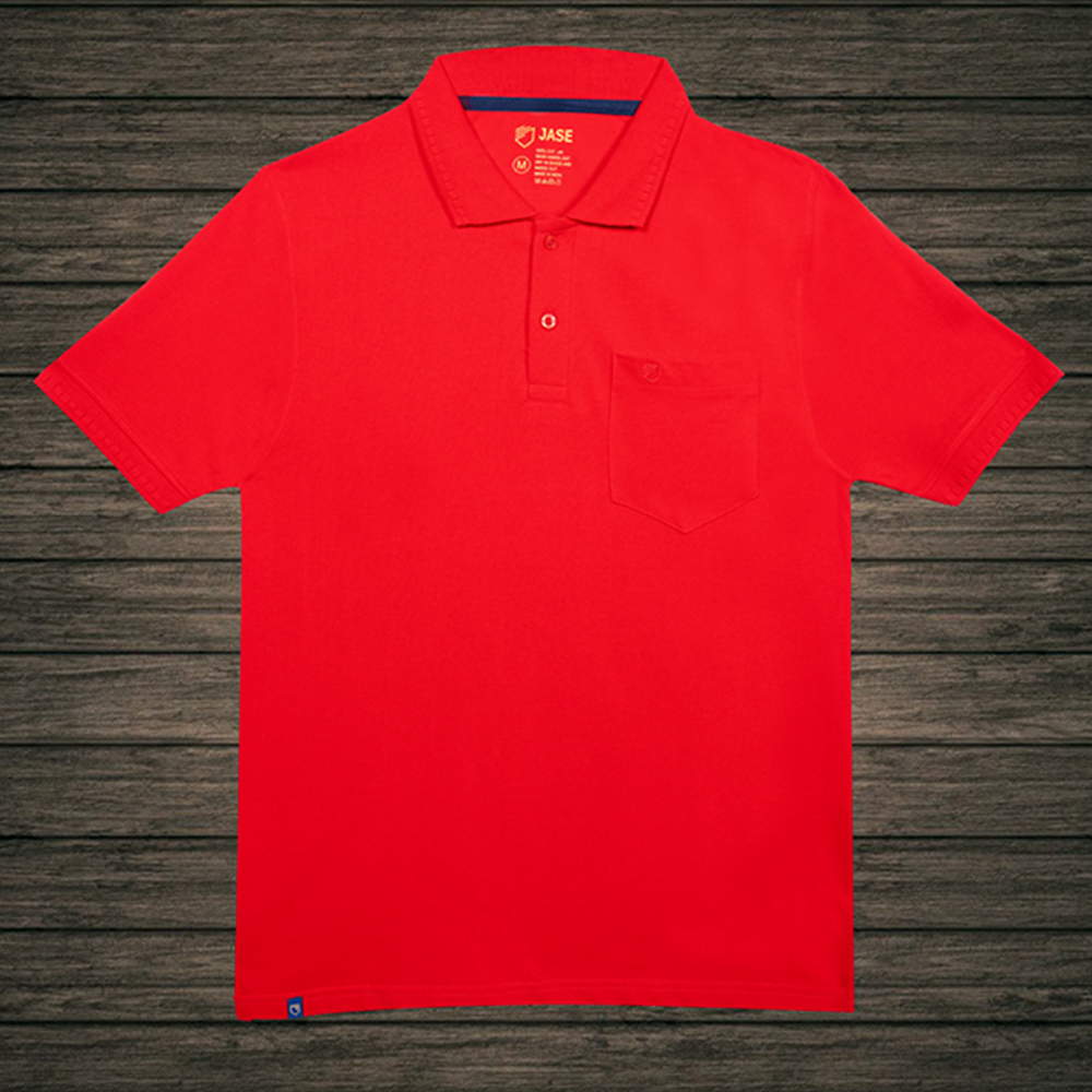 Jase Red Polo Neck Cotton Tshirt With Pocket for Men
