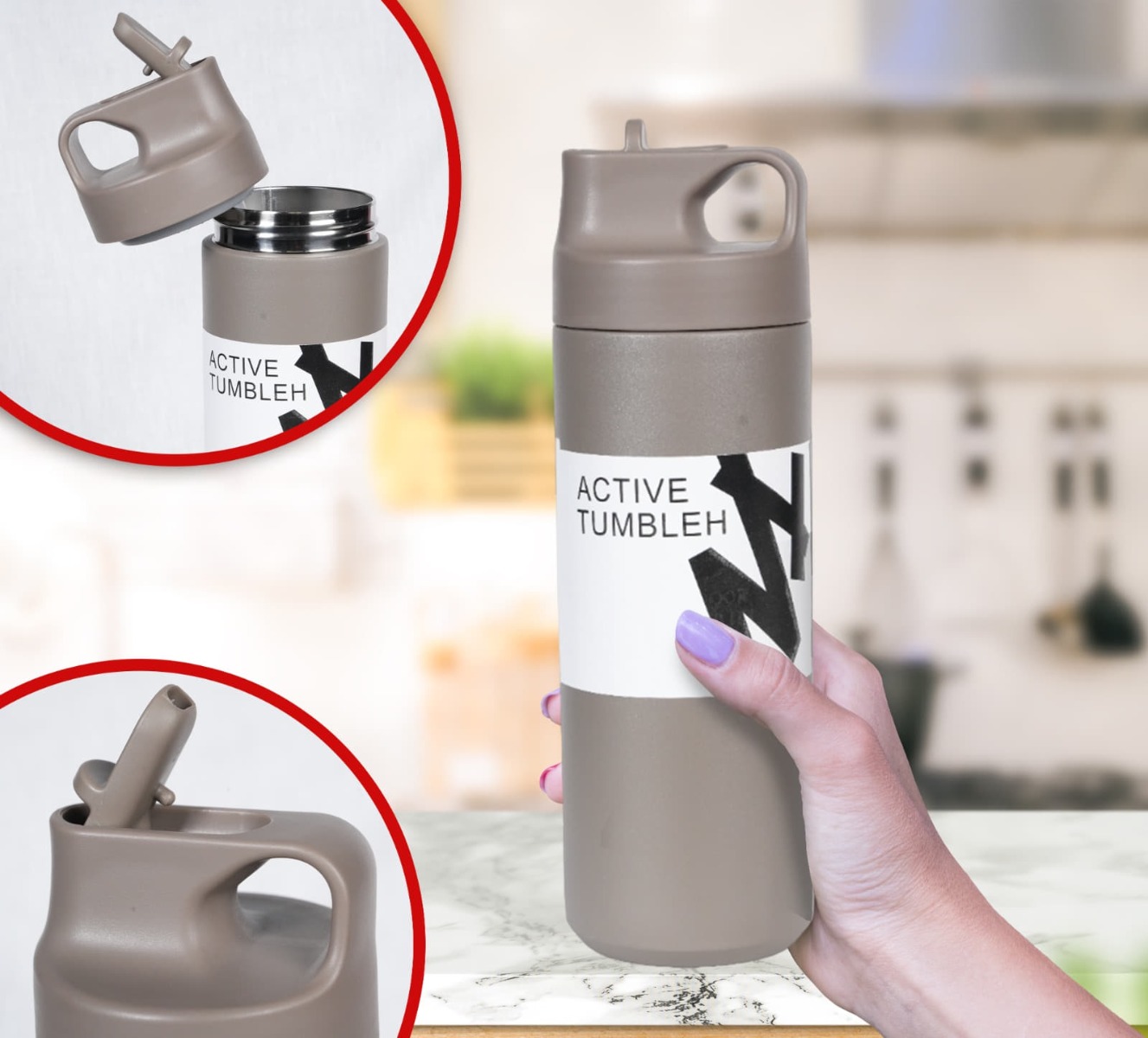 Sleek and Sporty Design Superior Insulation Stainless Steel Vaccum Flask with Straw 550ml