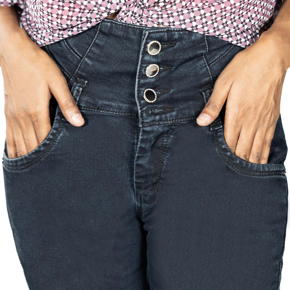 Slim Fit Smart Girl Mid Rise Jeans for Women | Denim 3 Button Jeans