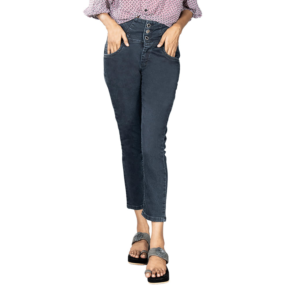 Slim Fit Smart Girl Mid Rise Jeans for Women | Denim 3 Button Jeans