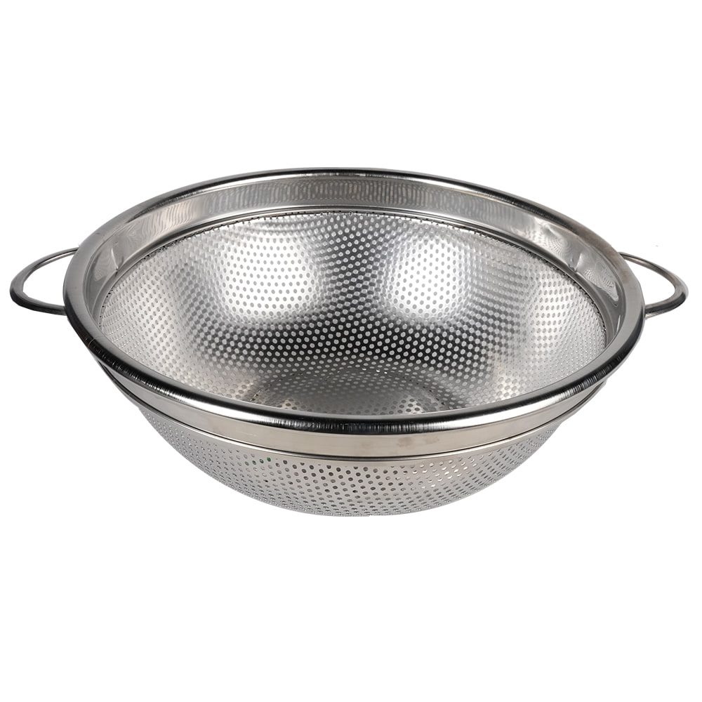 Stainless Steel Round Shape Colander with Double Handles - Versatile Kitchen Strainer for Washing Fruits, Vegetables, and More (27cm)
