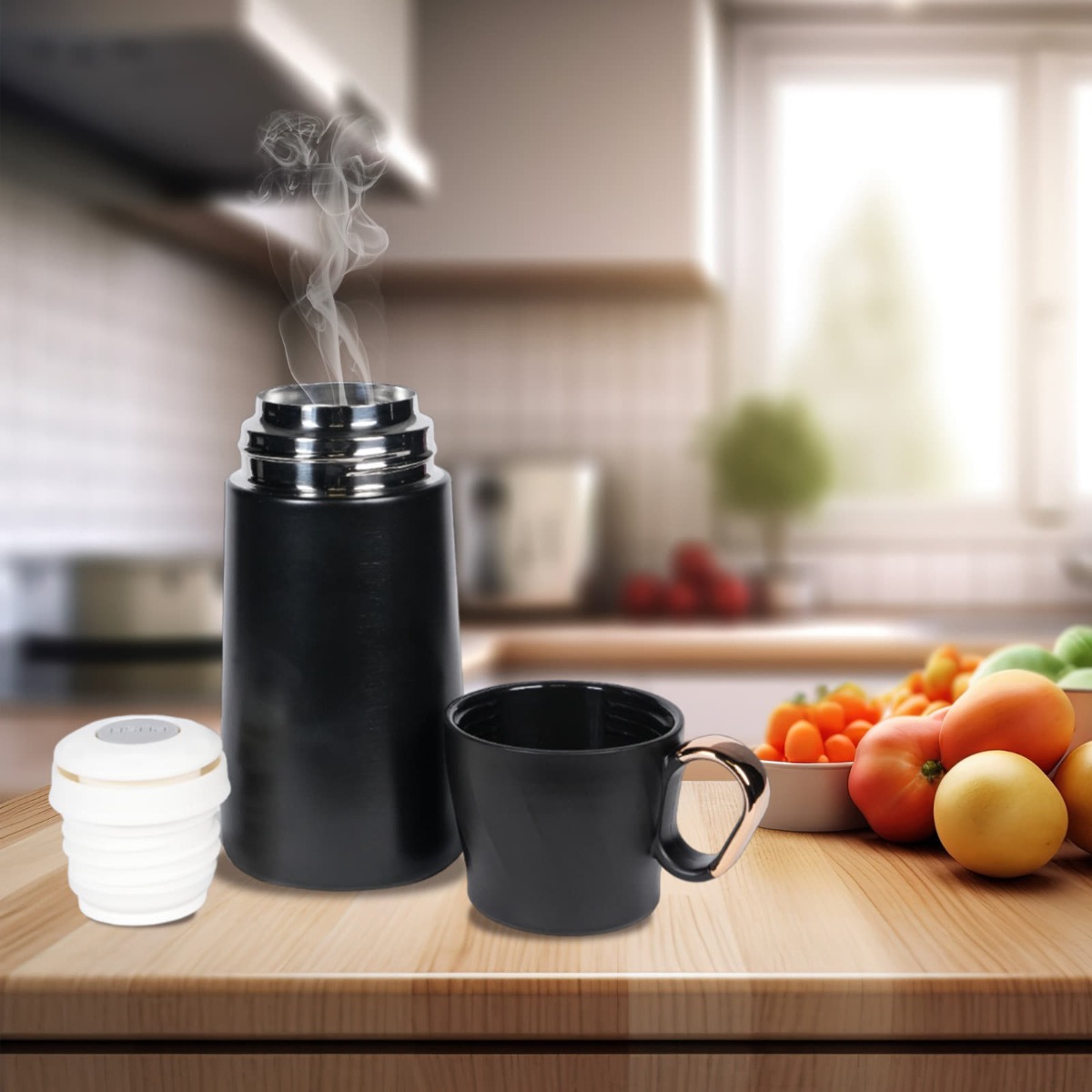 Stainless Steel Insulated Vaccum Flask with Cup Design Cap 260ml