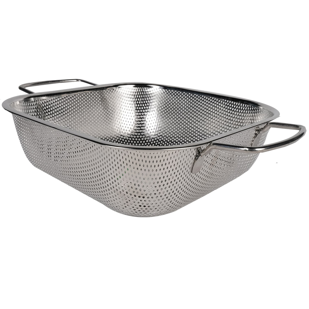 Stainless Steel Square Shape Colander with Double Handles - Versatile Kitchen Strainer for Washing Fruits, Vegetables, and More (22.5cm)