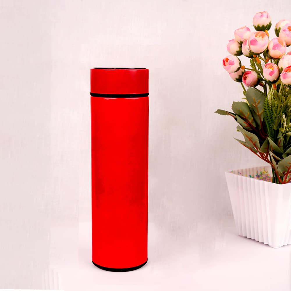 Stainless Steel Water Bottle  With Touch Screen Temperature Gauge 500 ml- Red