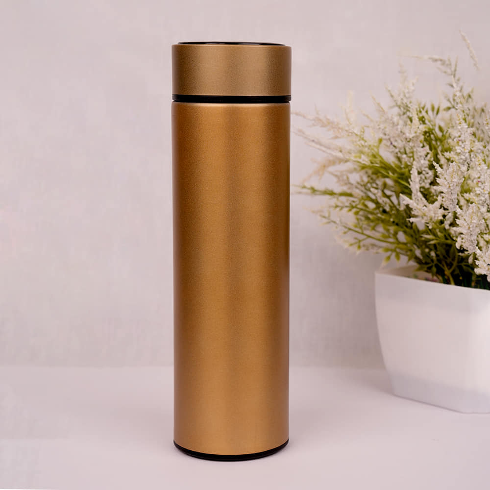 Stainless Steel Water Bottle With Touch Screen Temperature Gauge 500ML-Gold