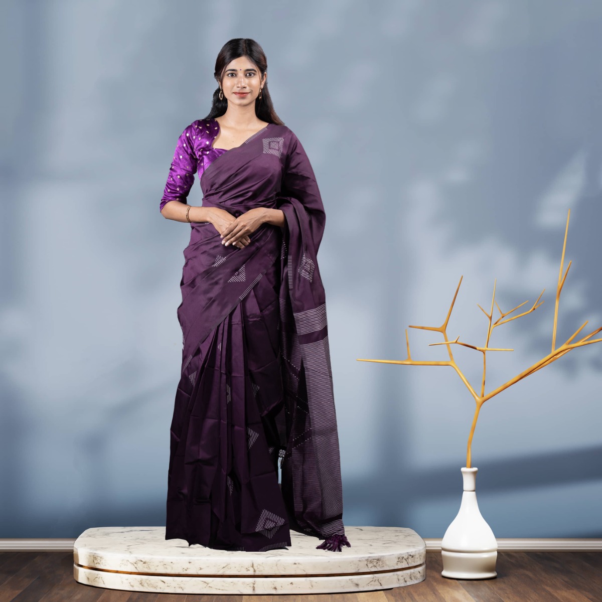 Stunning Vichitra Silk Saree with Exquisite Embroidery - Elegant Indian Ethnic Wear
