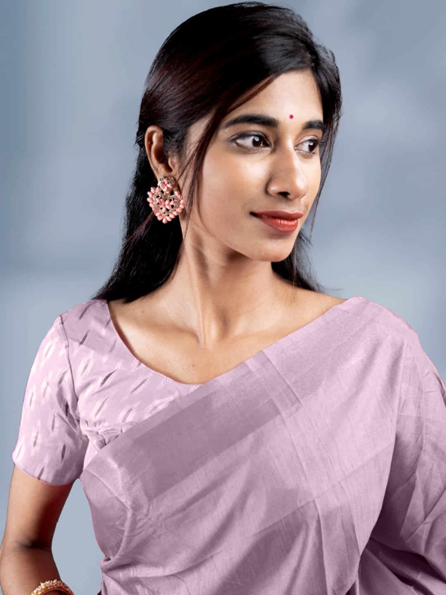Stylish Fashion Onion Pink Vichitra Silk Plain Saree for Women