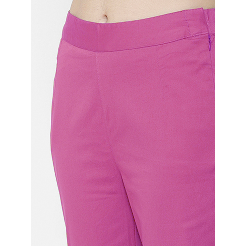 Stylish Womens Bubble Gum Purple Rayon Cigarette Pant | Trousers for Women