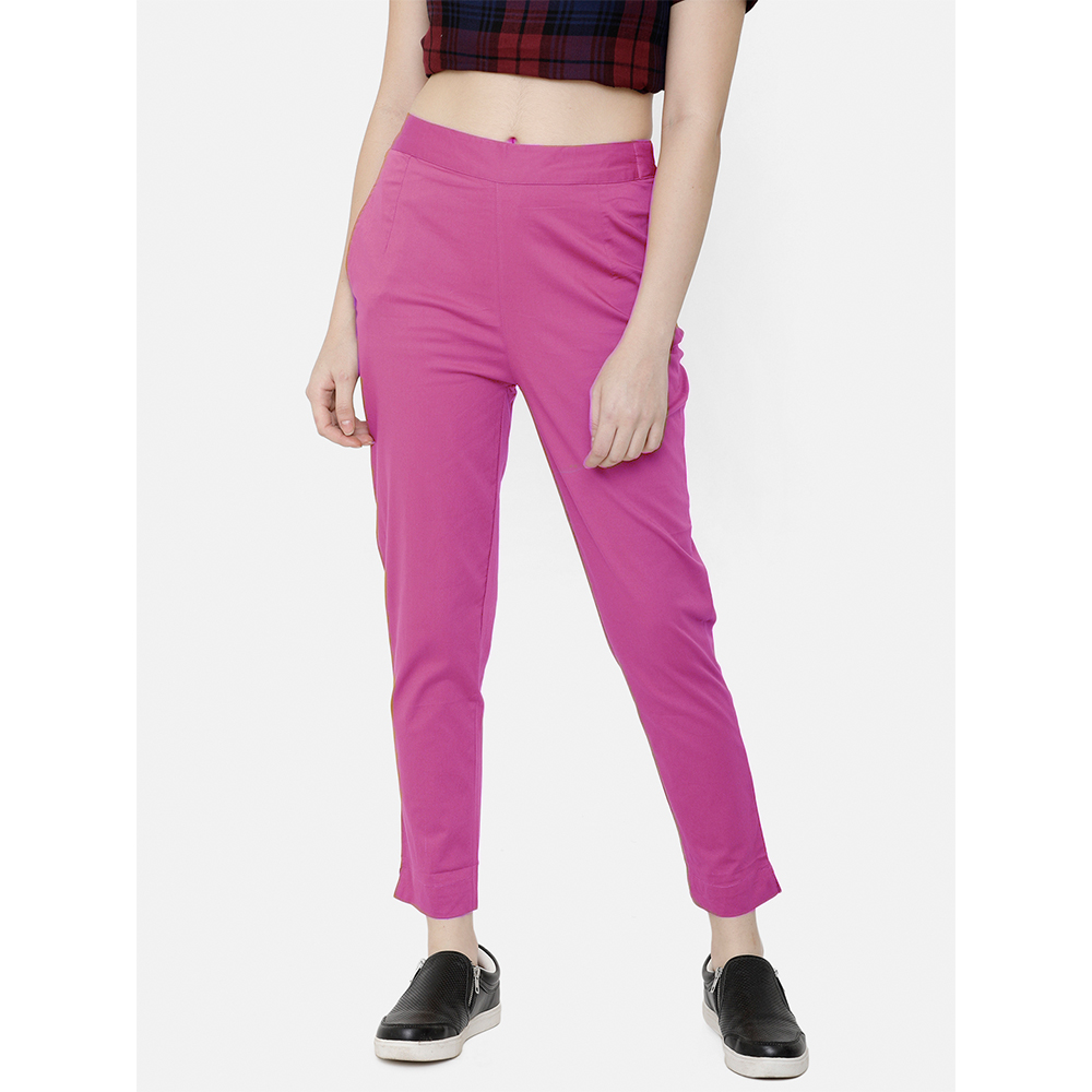 Stylish Womens Bubble Gum Purple Rayon Cigarette Pant | Trousers for Women
