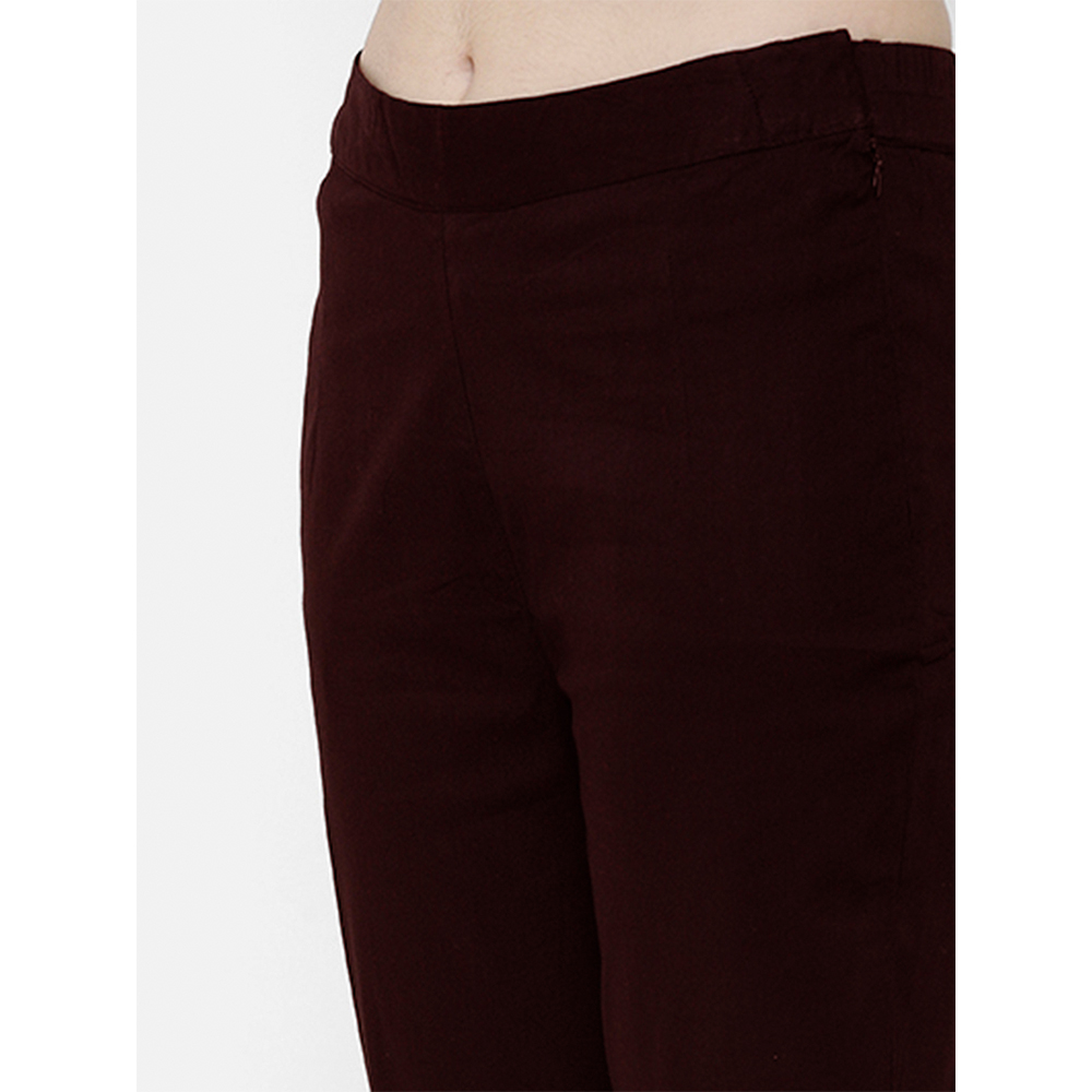 Stylish Womens Coffee Brown Rayon Cigarette Pant | Trousers for Women