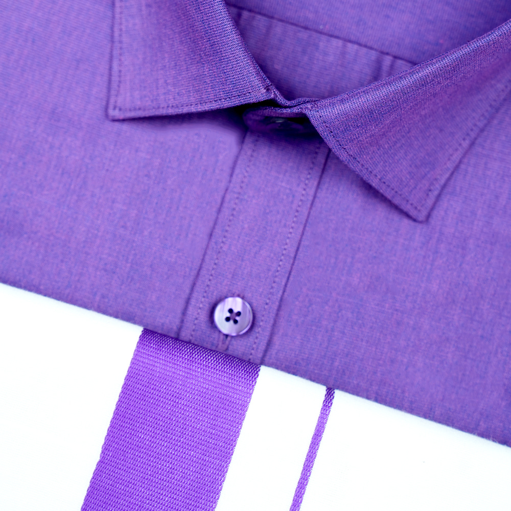 Sunder Solid Color Poly Cotton Shirt with Matching Border Dhoti Set- Violet