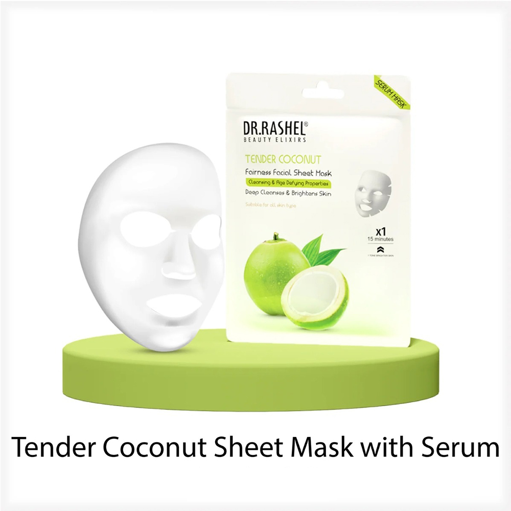 Dr.Rashel Tender Coconut Fairness Sheet Mask With Serum (Pack of 6)