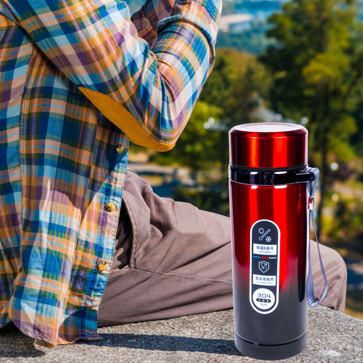 Two Tone Stainless Steel Thermos Flask for Men Women Kids | Reusable Leak-Proof Hot/Cold Thermosteel Water Bottle for Outdoor 500ml