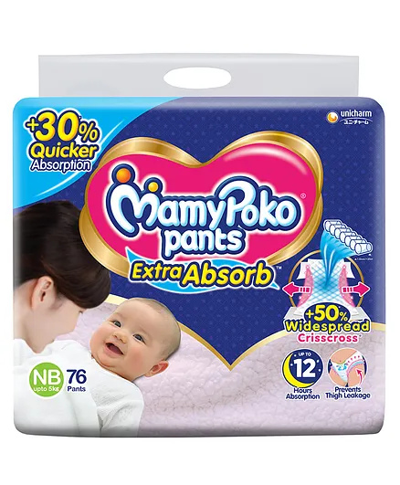 Mamy Poko Pants Extra absorb Newborn upto 5 kg, 76 pants