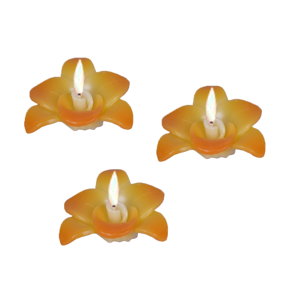 Floating Artificial Flower Candle (Assorted Color & Design) Pack of 3