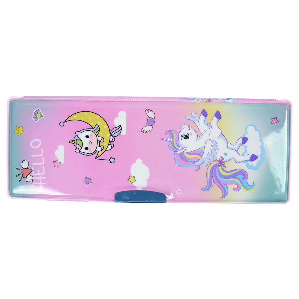 Unicorn Magnetic Pink Two Side Open Pencil Case for Kids