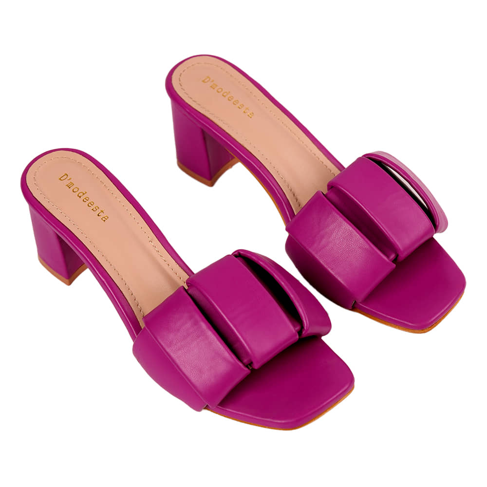 Women's Pink Open Toe Block Heeled Sandals