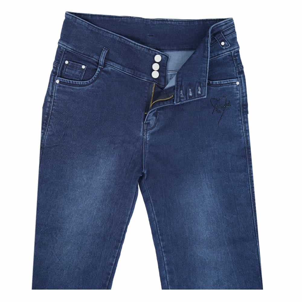 Ladies Blue High Waist Premium Quality Boy Friend Denim Jeans