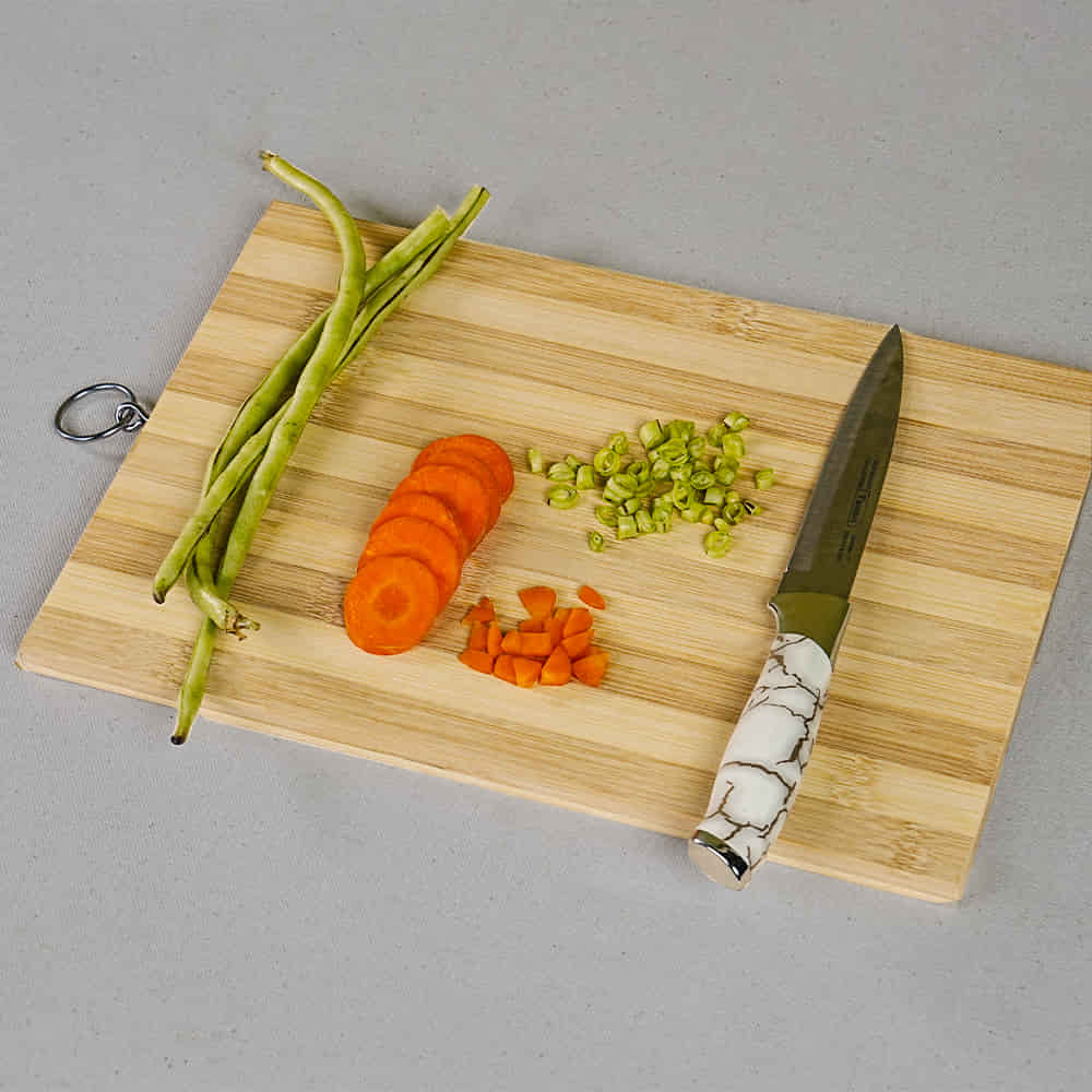 Wooden Cutting Board For Vegetables with Steel Hook for Hanging 26x36cm