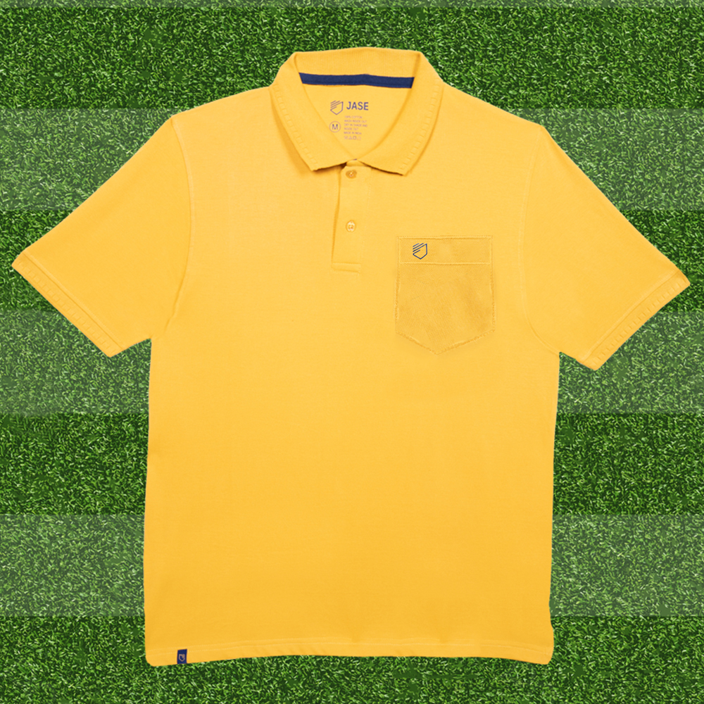 Jase Yellow Polo Neck Cotton Tshirt With Pocket for Men