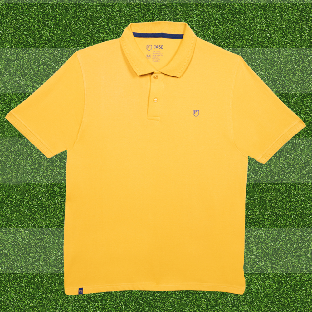 Jase Yellow Polo Neck Cotton Tshirt Without Pocket for Men